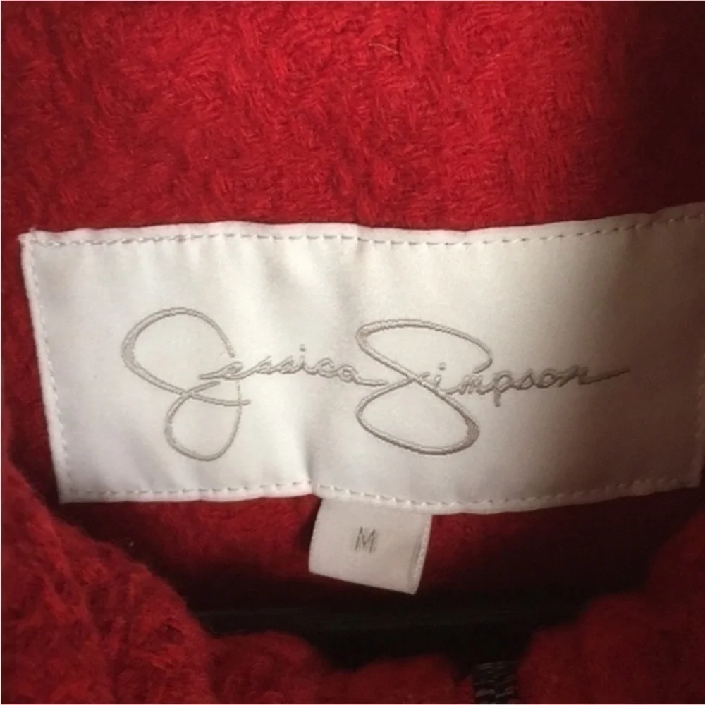 JESSICA SIMPSON red hooded texture toggle coat
